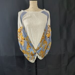 FP Movement by Free People Off-the-Shoulder Sweater - Cream and Blue